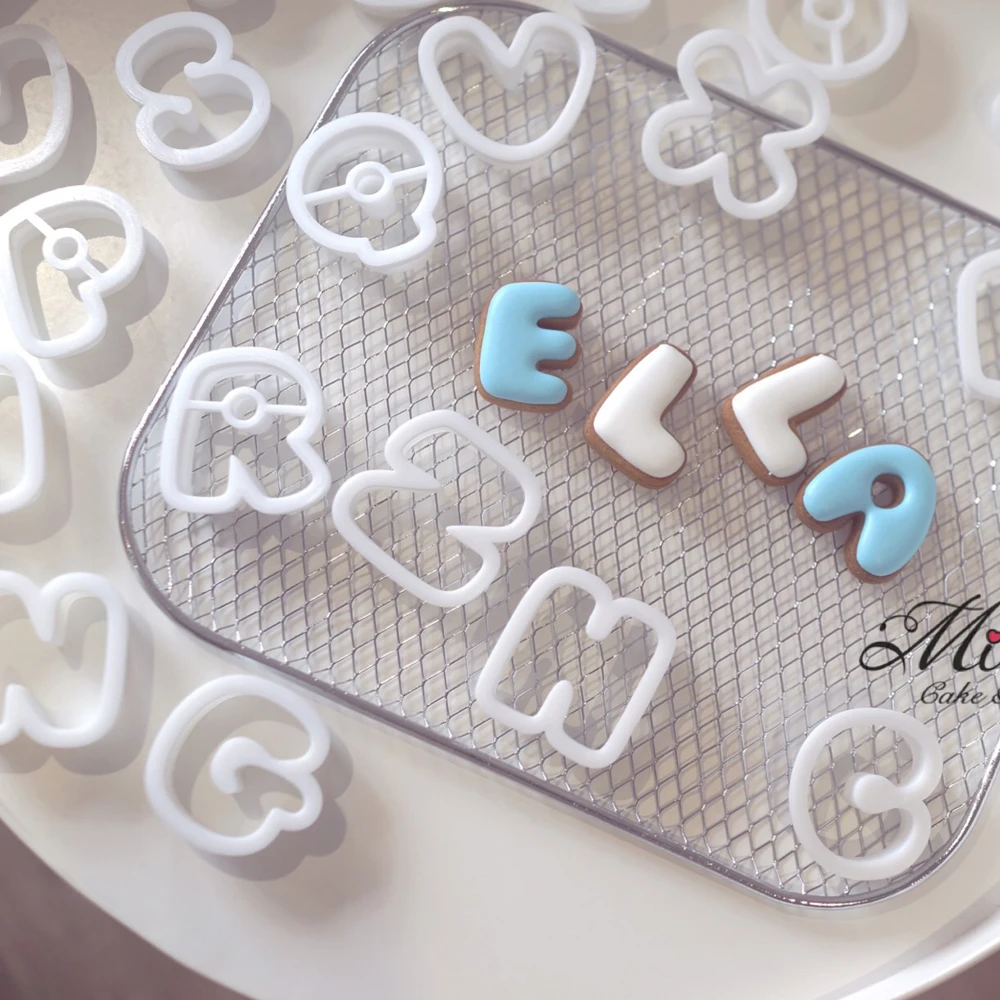 26 English Letters Biscuit Mold Set Cookie Cutter PLA Plastic 3D Home DIY Sugar Craft Fondant Birthday Cake Decoration Tools