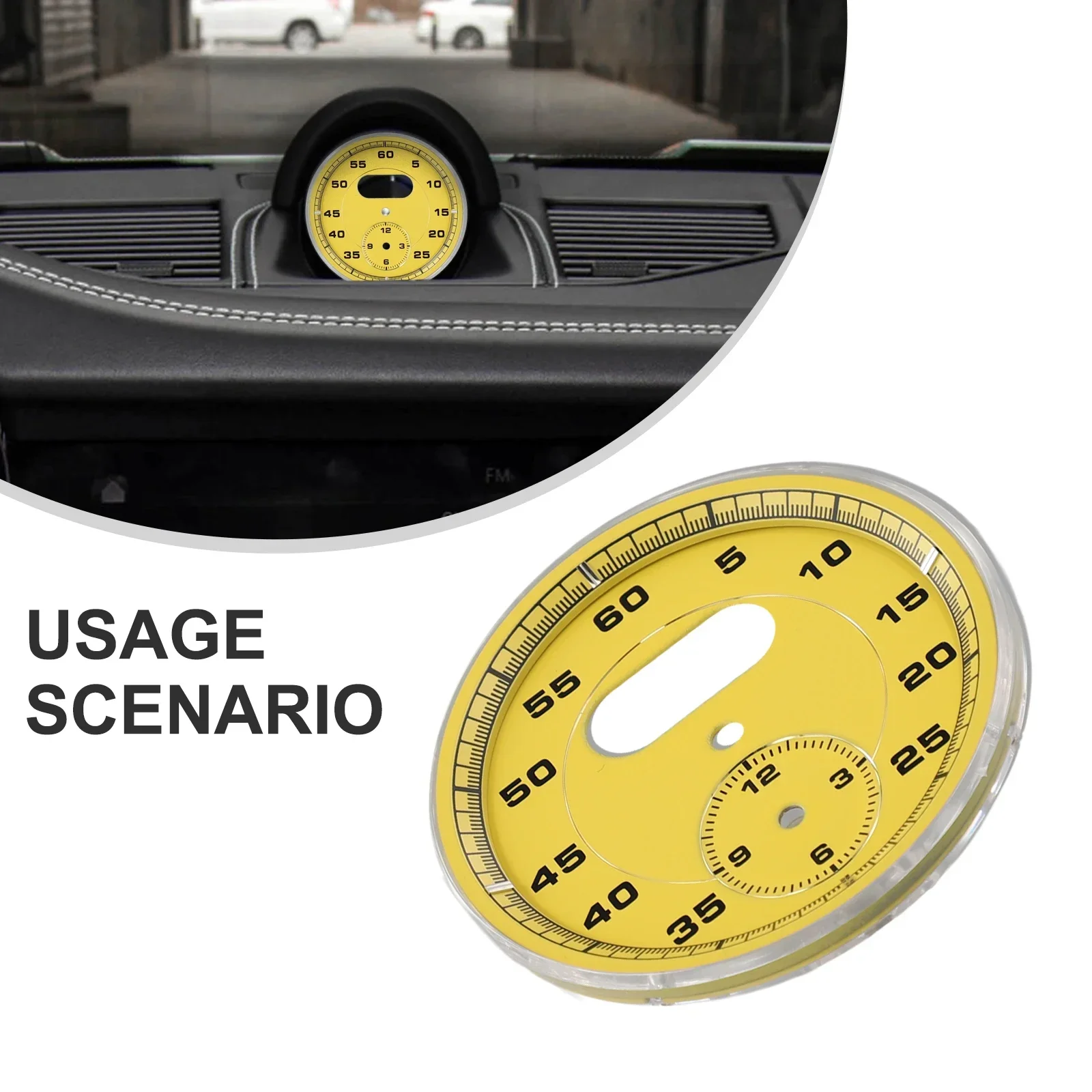 Yellow Clock Gauge Clock Gauge Dial Clock Gauge Easy Installation Replacement Yellow For Porsche Panamera For Macan