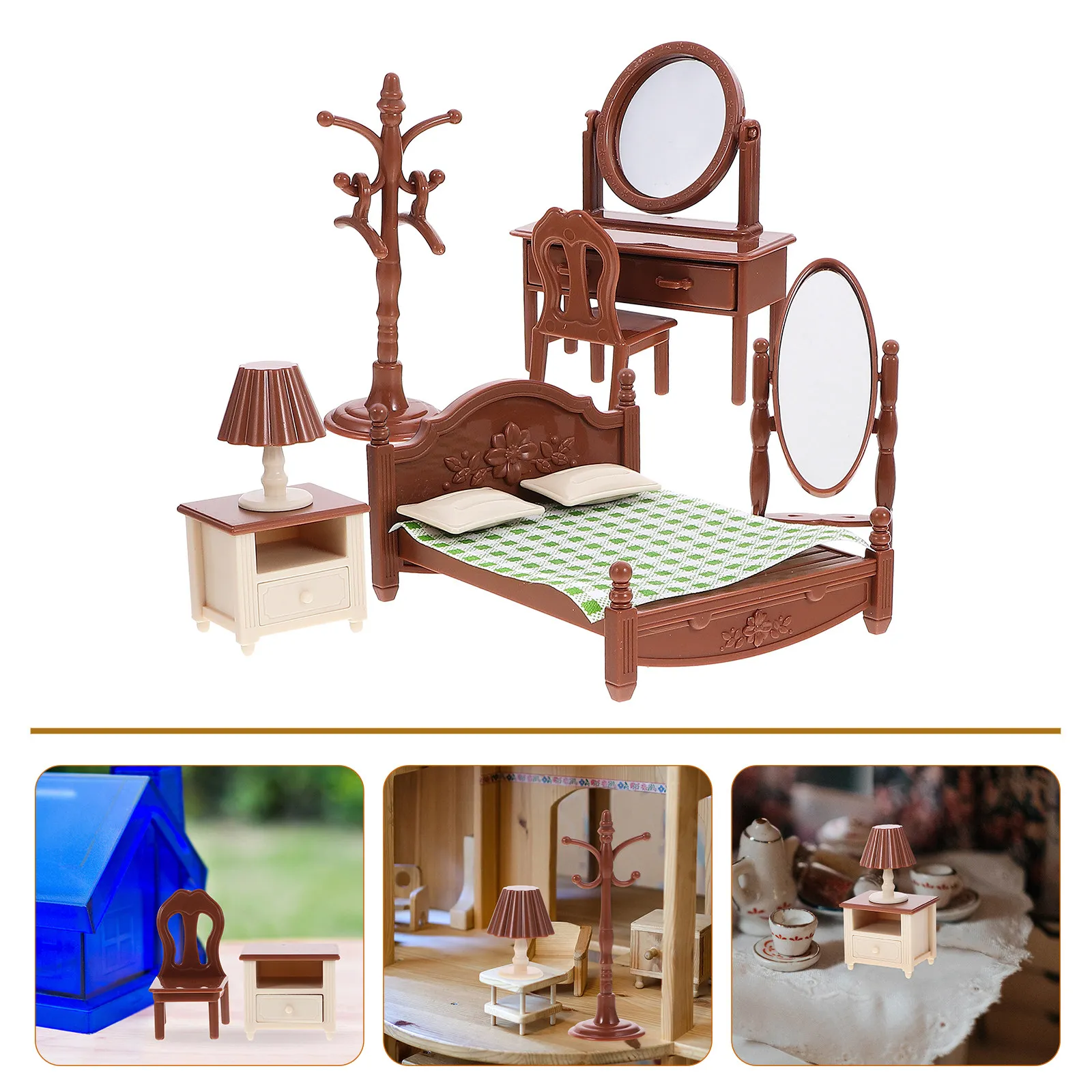 

Набор миниатюрной мебели для спальни: красочные аксессуары для декора миниатюрного домика