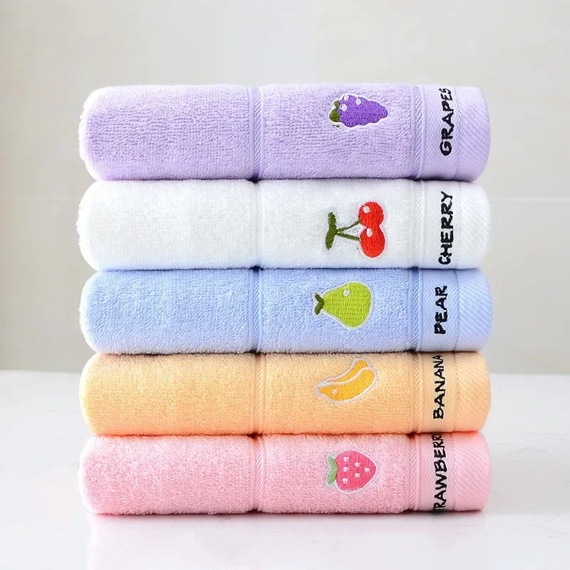 Cotton Baby Bath Towel Cartoon Fruit Face Towel Infant Kids Soft Absorbent Washcloth for Newborn Children Shower Towels 50x25cm