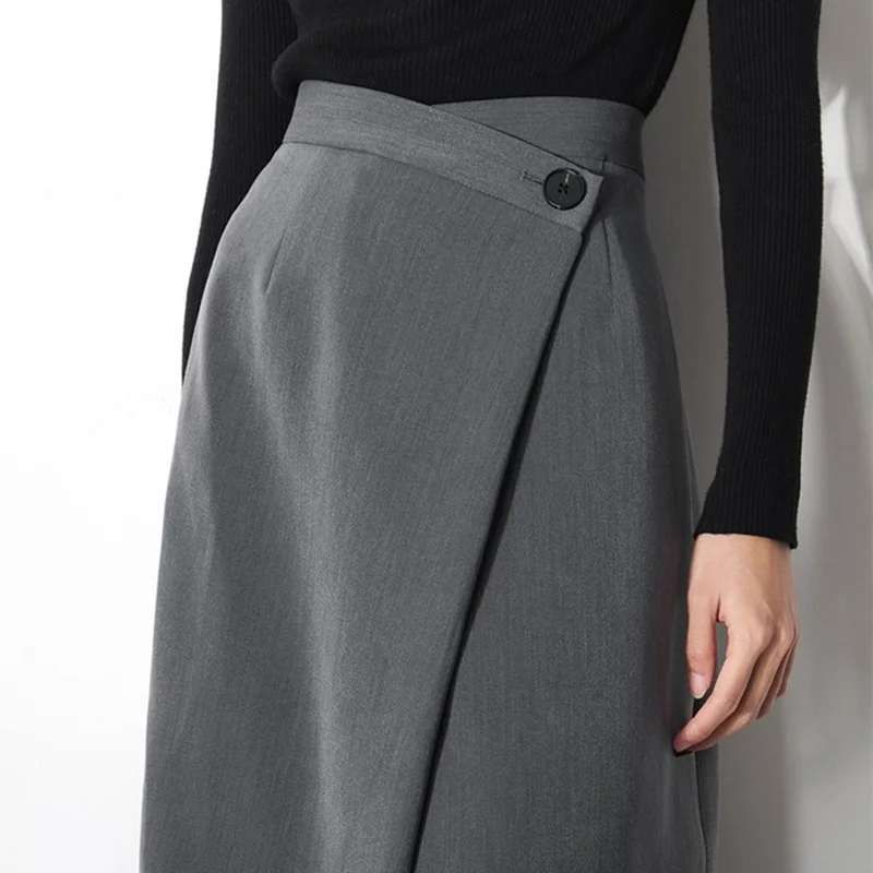 2023 New Fashion Autumn Casual Style Solid Irregular High Waist Loose Asymmetrical For Women Skirts