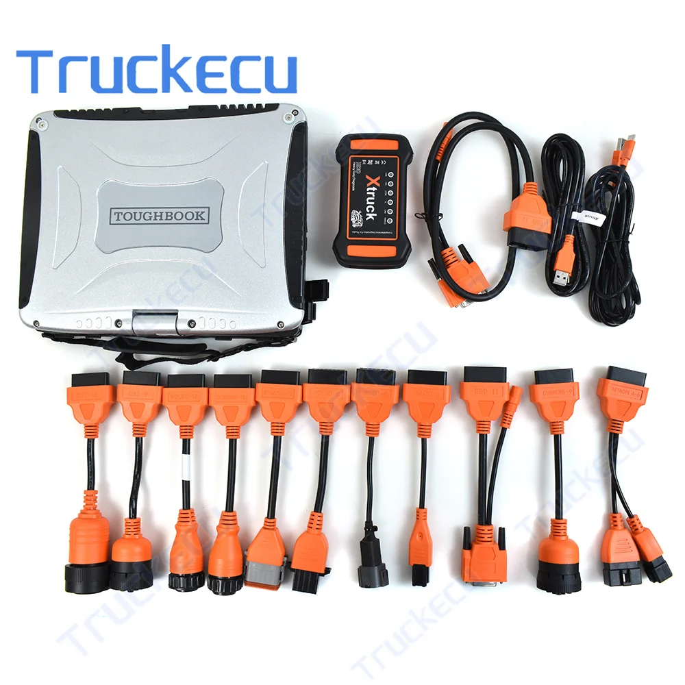 Xtruck Y009 HDD USB Link Construction Machinery Auto Diagnostic Tool Detector for Truck Excavator Instrument Test+CF19 Laptop