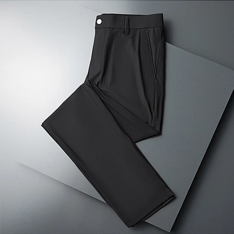 

Spring Summer Thin Men's Trousers Four Side Elastic Milk Silk New Business Office Ice Silk Men's Casual Pants Men's Pants