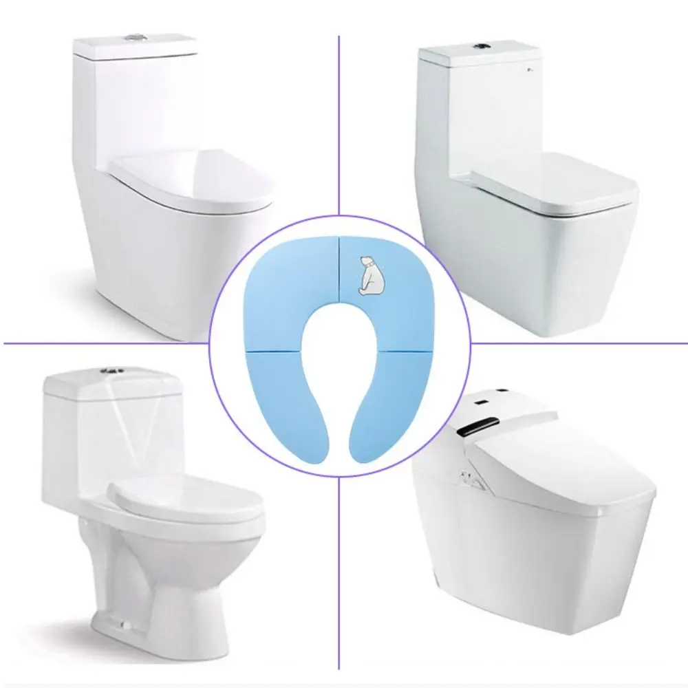 Universal Foldable Baby Travel Toilet Seat Washable Non-Slip Travel Potty Seat Cartoon Suction Cups Toilet Training Seat Travel
