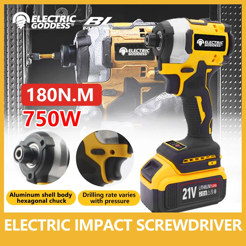 Electric Goddess DCF850 Cordless Impact Driver Tool Brushless Motor 205NM Cordless Impact Drill Tool For 20V Dewalt Battery