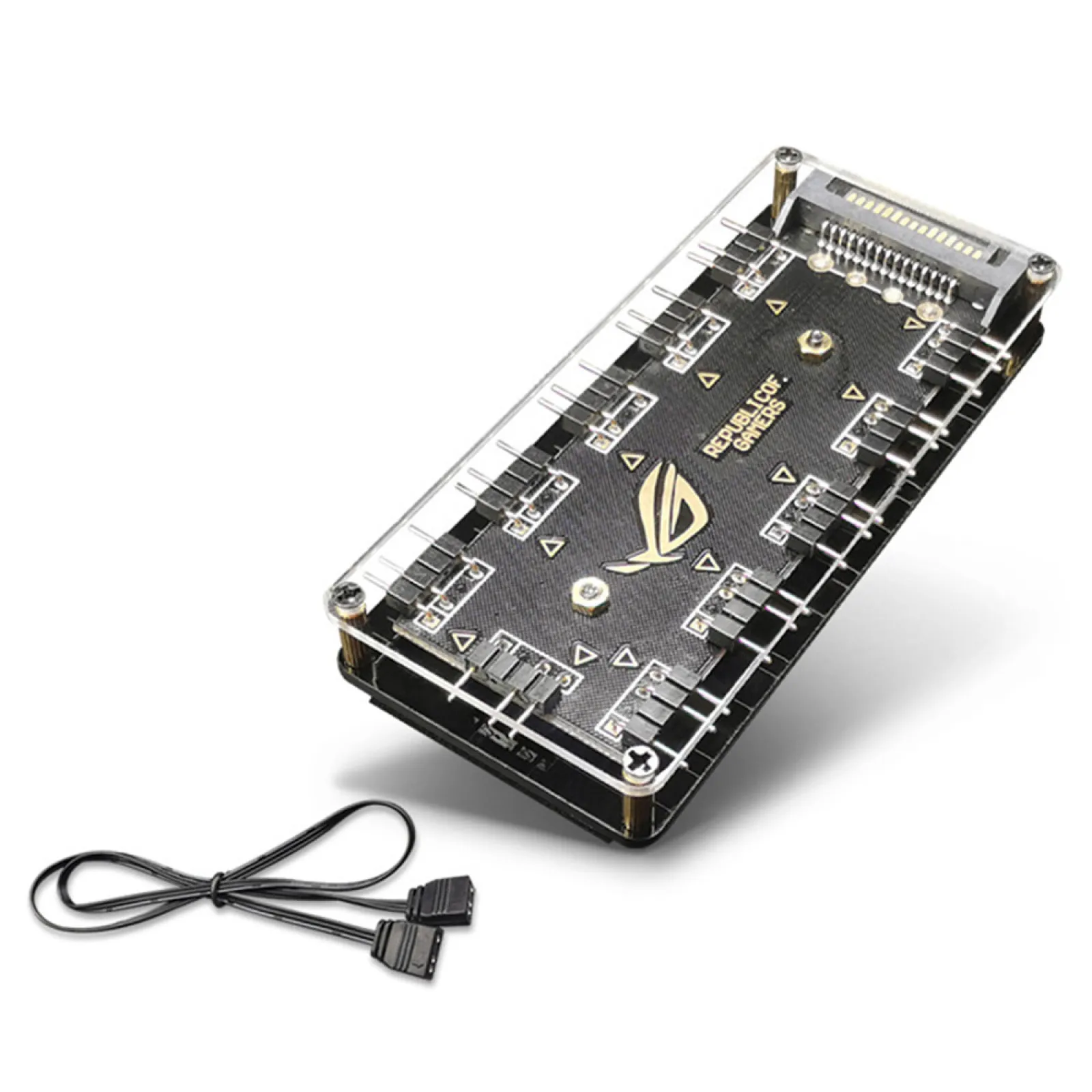 1 Set PC Cooler Fan D-RGB HUB 1 To 11 5V 3Pin LED Strip Light HUB Adapter SATA Power D-RGB Fan Splitter For Computer Case