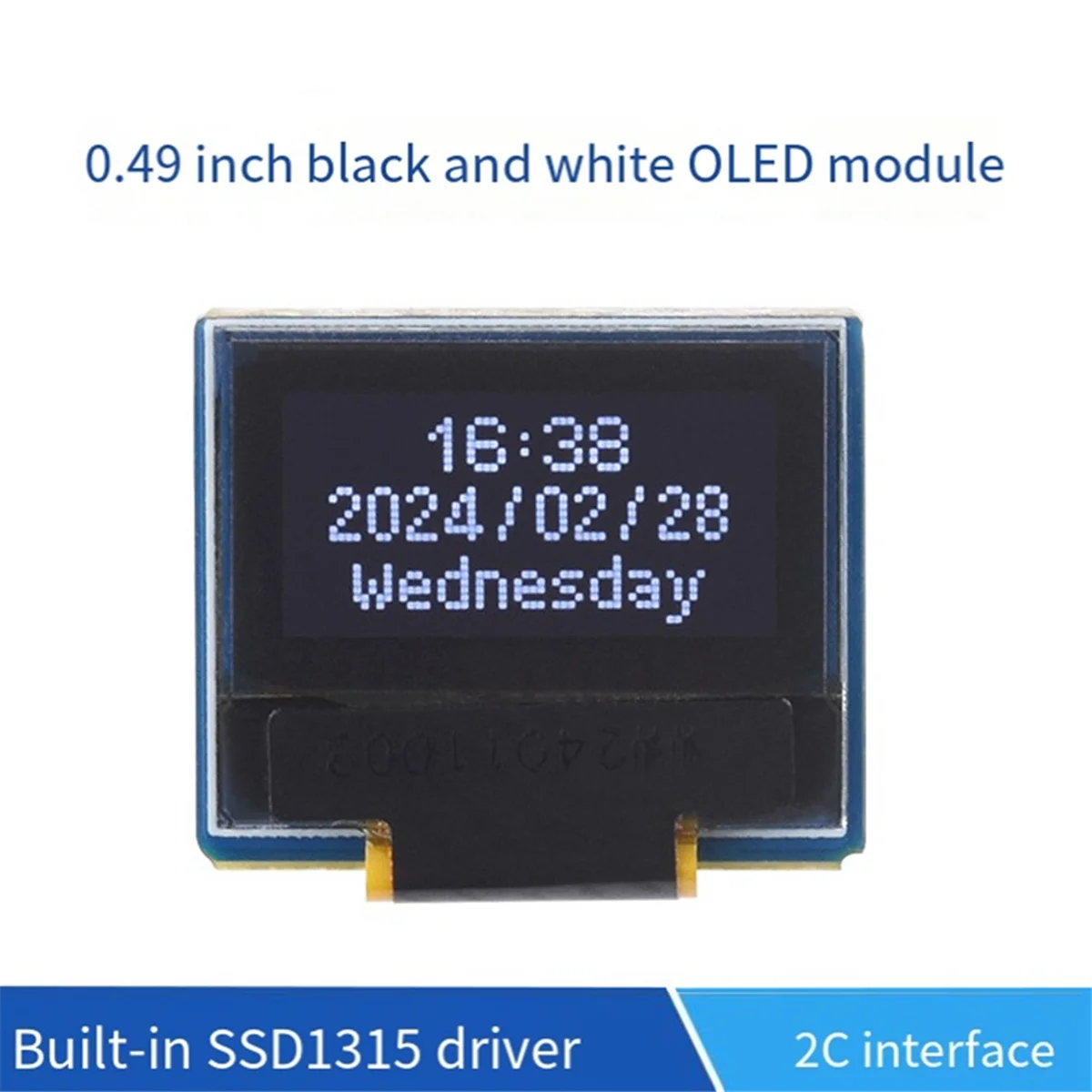 Waveshare 0.49 Inches Oled Module 64x32 Resolution I2C Communication Black and White Display Multi-Function Convenient Module