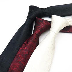 2025 New Floral White Neck Ties For Men Luxury Black Neckties Wedding Tuxedo Pocket Square Polyester Jacquard Bowties Soft Hanky
