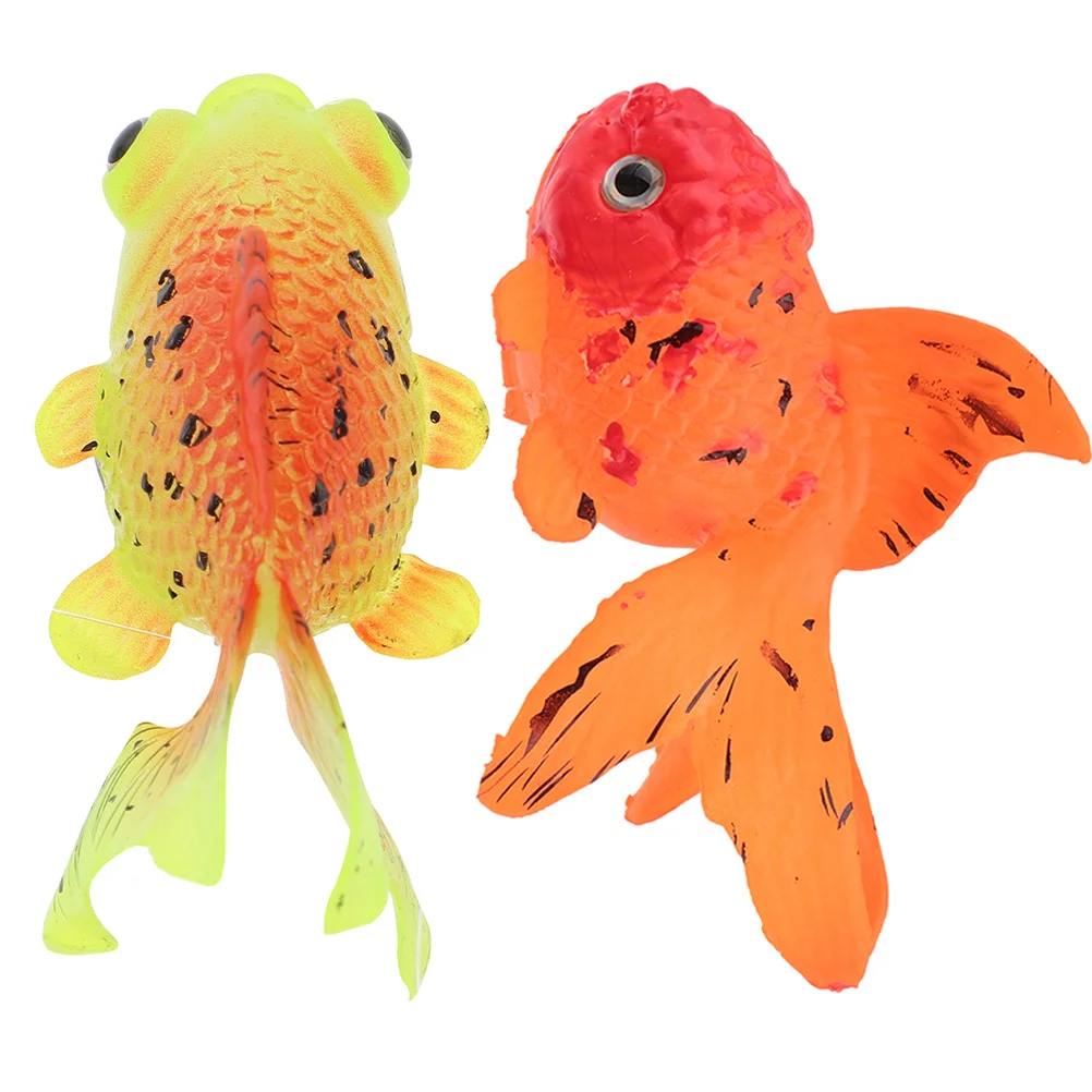 

2Pcs Simulation Goldfish Decoration Silicone Realistic Fish Tank Decor for Home Office Aquarium Luminous Waterproof Creative