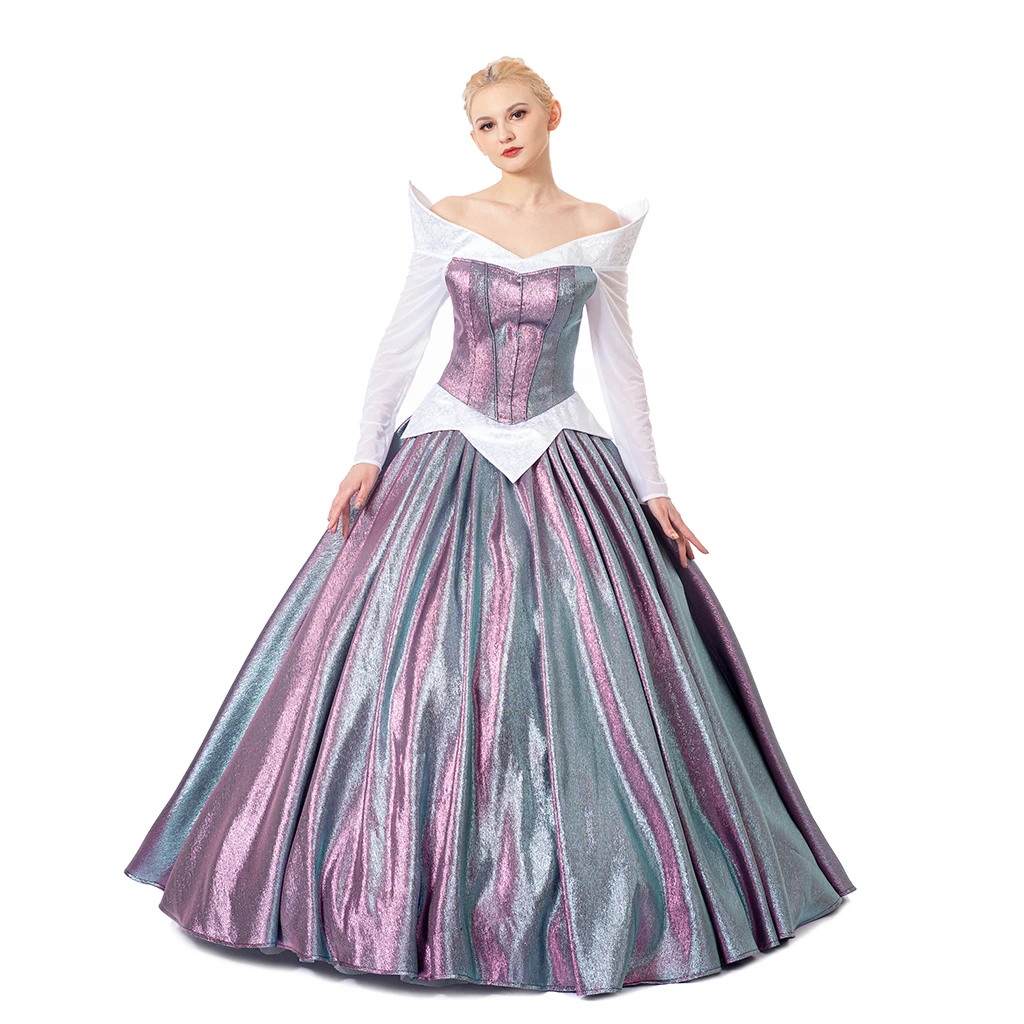 Cosplaydiy Aurora Cosplay Costume Purple Dress Tea Party Ball Gown Fancy Party Dress  Noble Princess Dress Adult Ceremony Dress