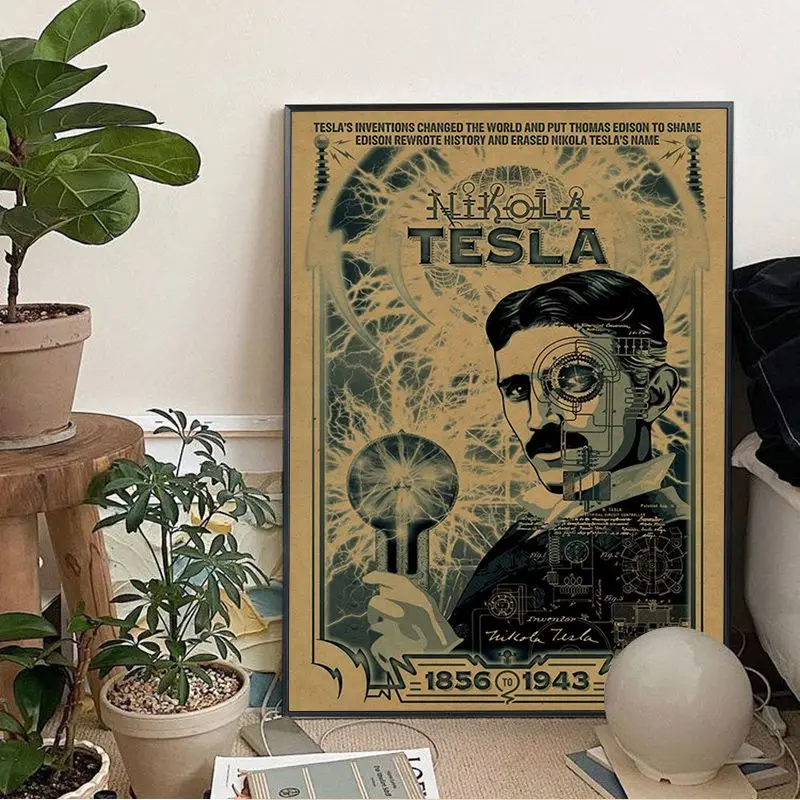 Famous Scientists Nikola Tesla Movie Posters Kraft Paper Prints And Posters Kawaii Room Decor