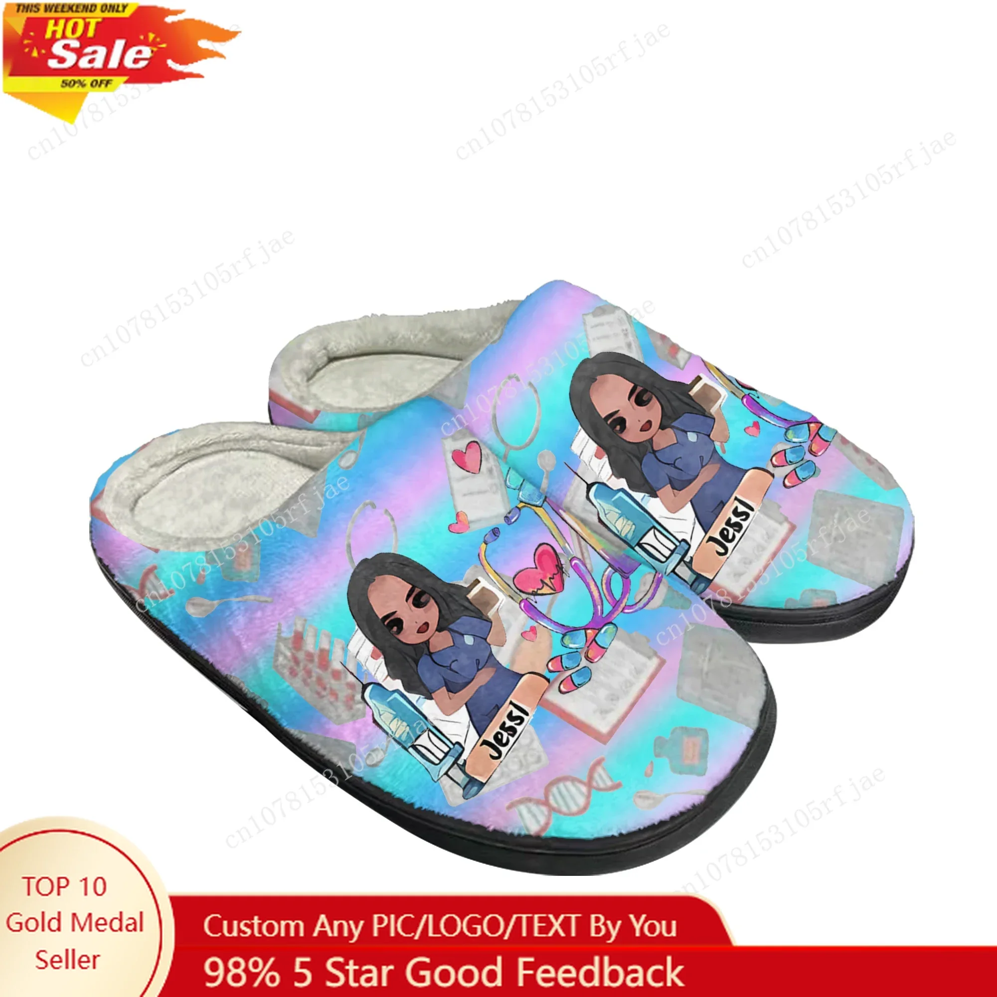 

Cute Cartoon Nurse Home Cotton Slippers Hot Nurse Mens Womens Teenager Plush Bedroom Casual Keep Warm Shoes Tailor Made Slipper