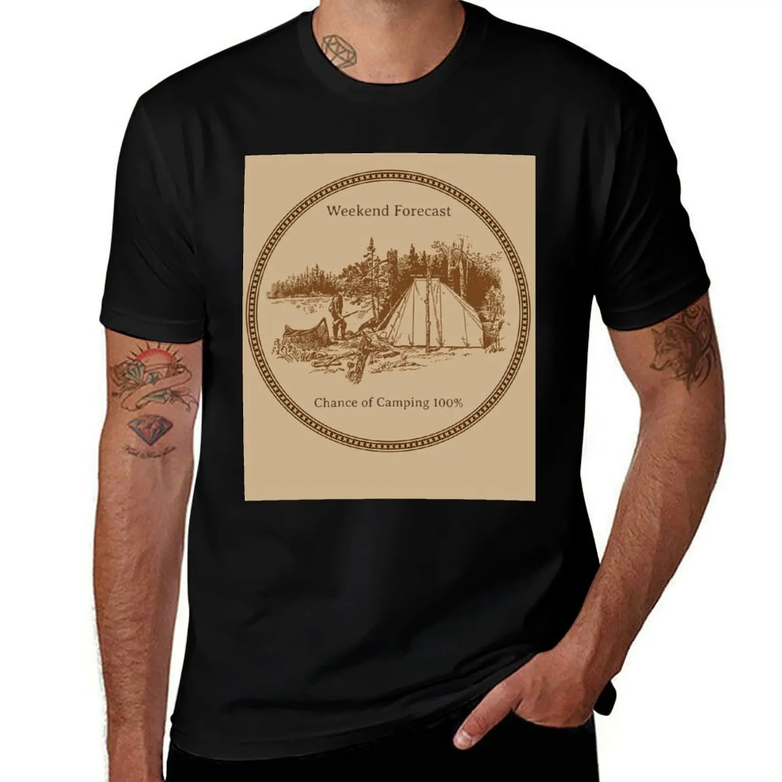 

Copy of Weekend Forecast: Chance of Camping 100% T-Shirt Blouse heavyweights quick-drying funny meme t-shirts men t shirt