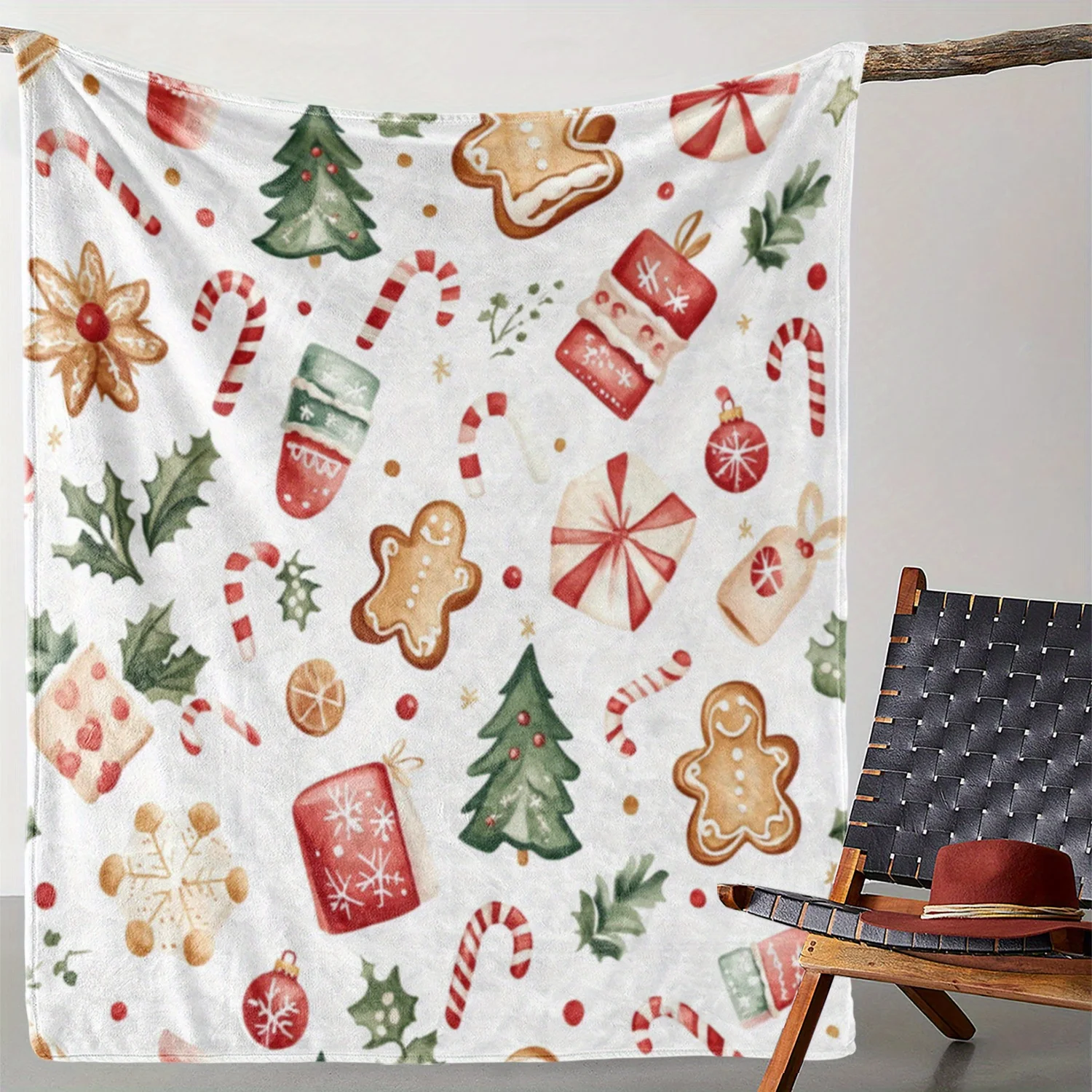 

1 шт. фланелевое одеяло, милое одеяло с рождественским принтом, теплое и удобное мягкое одеяло, подходит для дивана-кровати, дивана, автомобиля, офиса