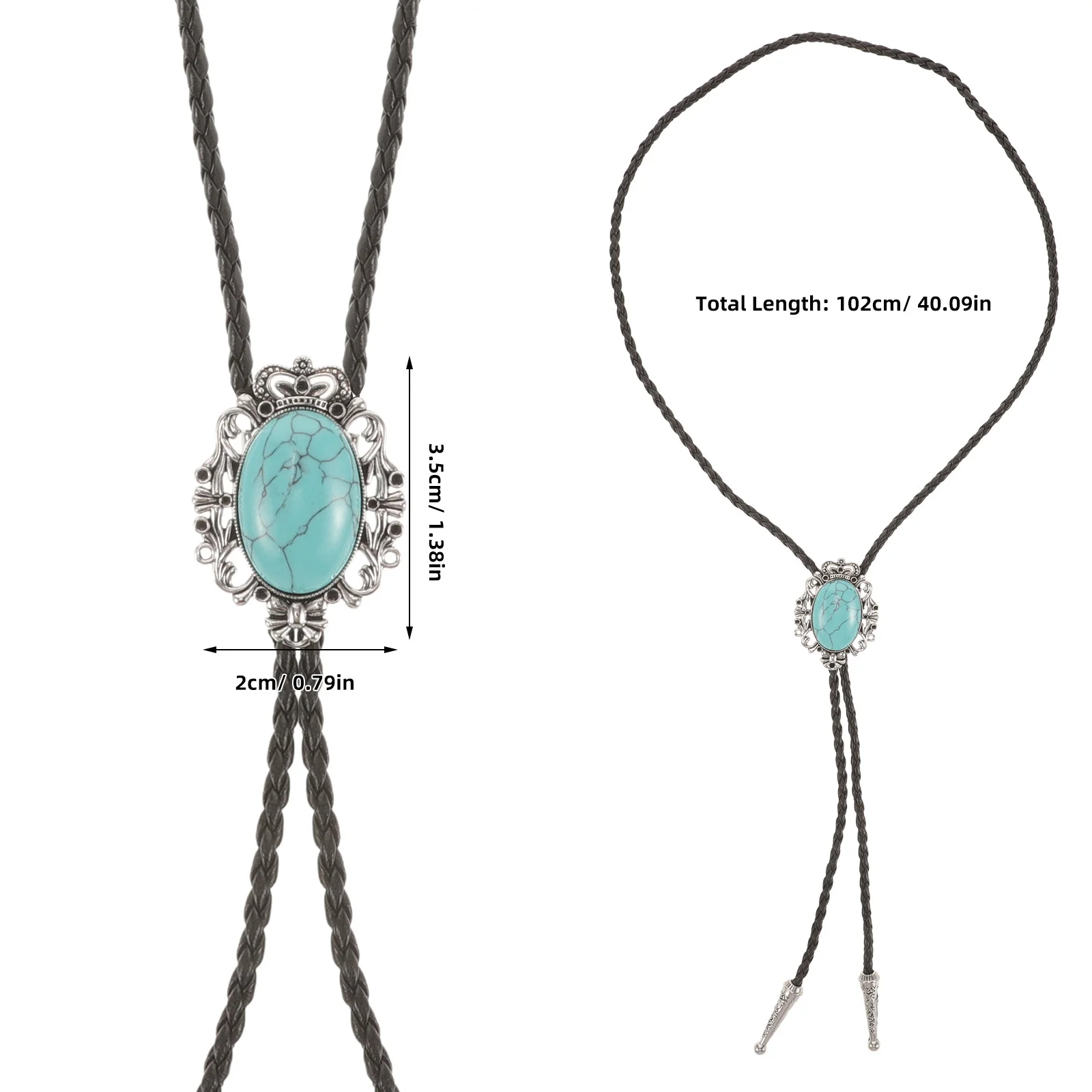 الغربية بولو التعادل الاصطناعي الفيروز العقيق قلادة قابل للتعديل بولي Cord الحبل خمر رعاة البقر ربطة العنق للرجال النساء الملحقات #6