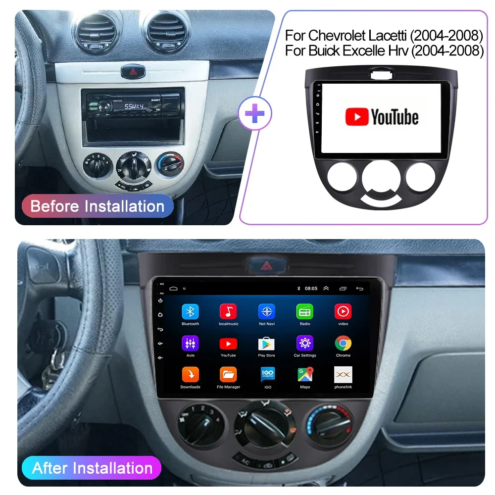 

Android 13 radio For Chevrolet Lacetti J200 For Buick Excelle Hrv For Daewoo Gentra 2 Car stereo Multimedia Player Carplay Auto