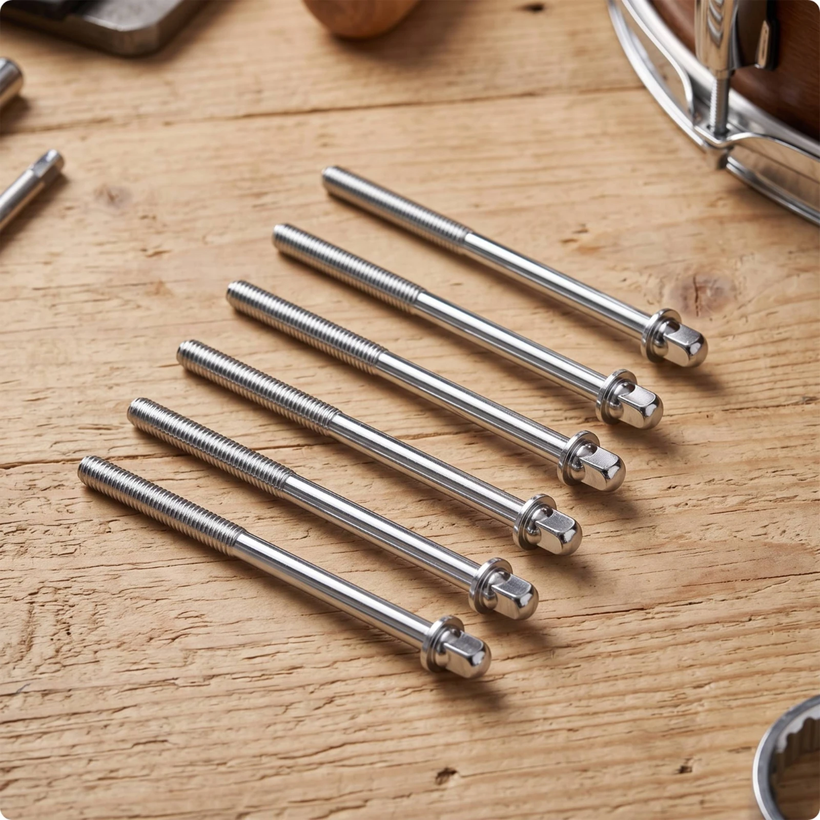6 Pieces Drum Tension Rod Threaded Drum Tension Rods Screw Rod Replacement Hardware Spare for Drummers