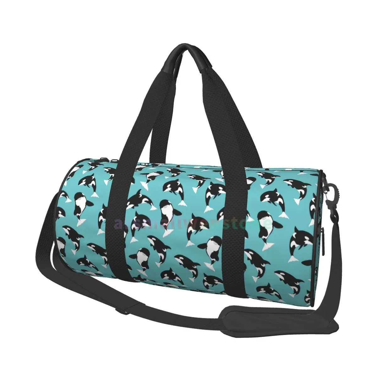 

Killer Whale Orca Theme Travel Duffle Bag Yoga Bag Workout Durable Backpack Handbags Round Outdoor Fitness Bags