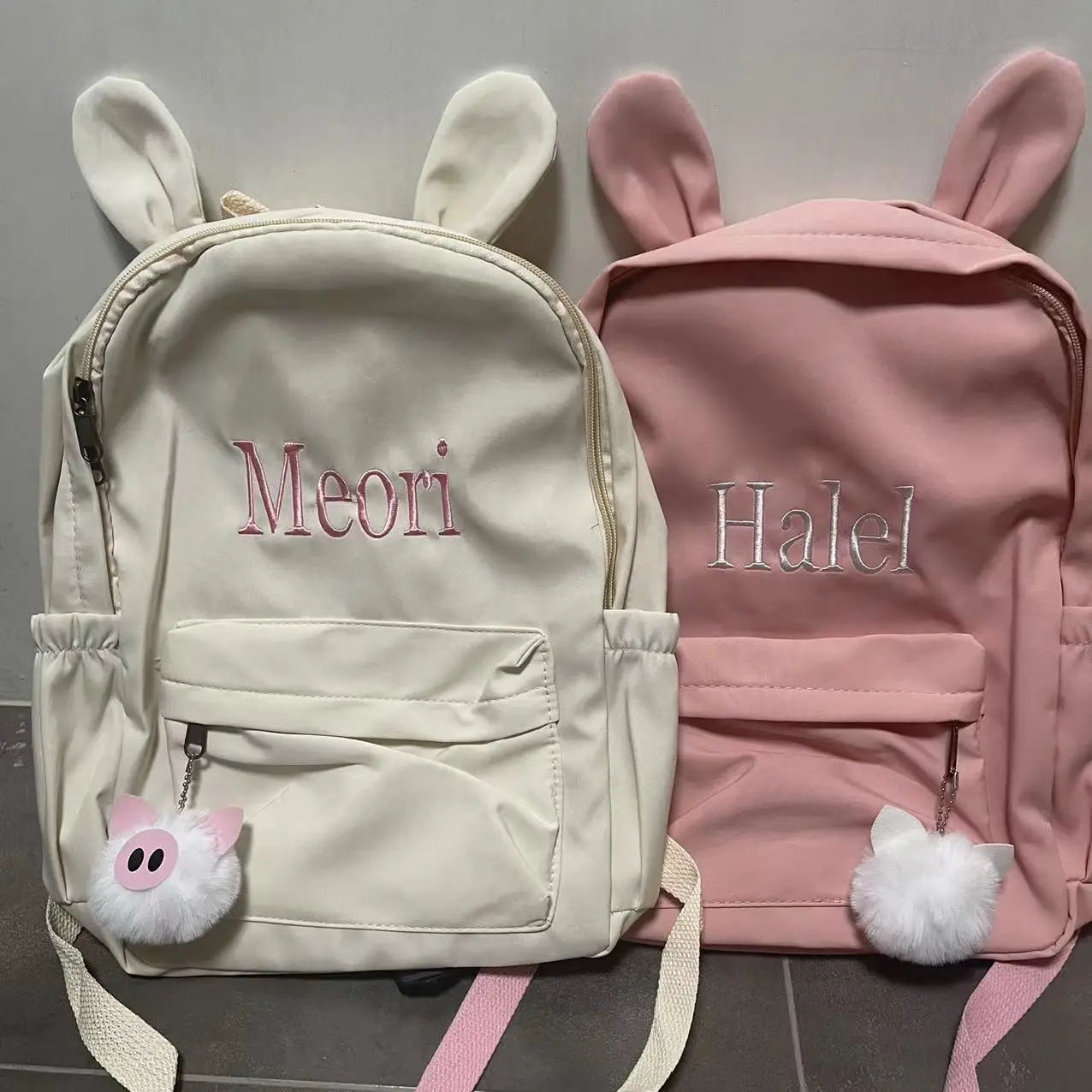 Personalized Custom Minimalist Rabbit Ear Backpack, New Outdoor Travel Bag, Embroidered Name Male And Female Student Backpack