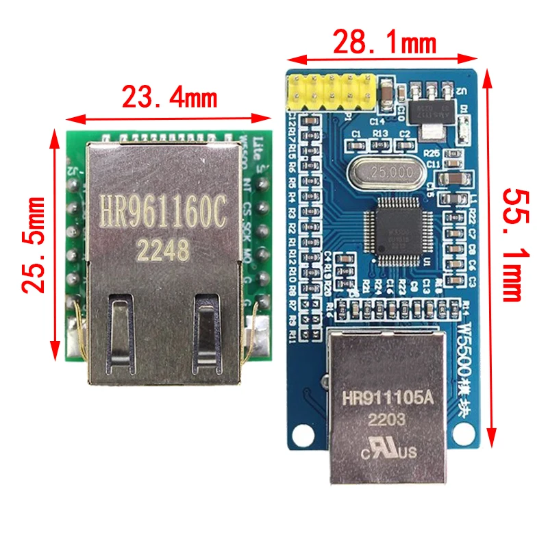 Moduł sieciowy Ethernet W5500 sprzętowy TCP/IP 51 / program mikrokontrolera STM32 przez W5100 — zdjęcie produktu 2