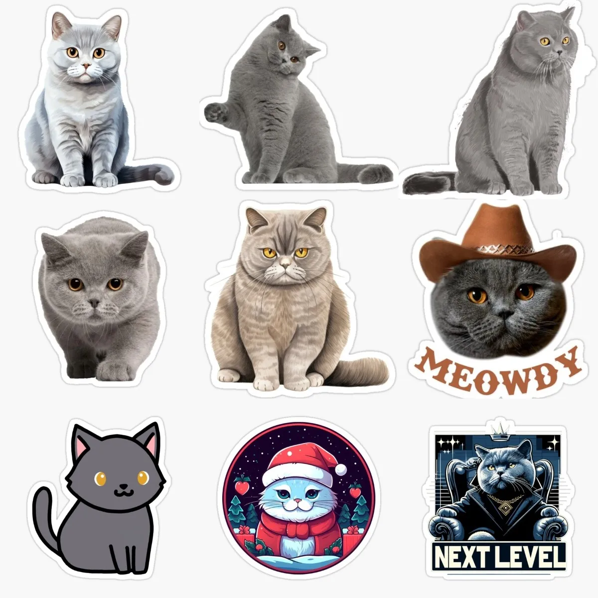 Creative British Shorthair Cat Pets PVC Waterproof Sticker Decorate for Car Van Door Wall Window Motorcycle Decal Accessories