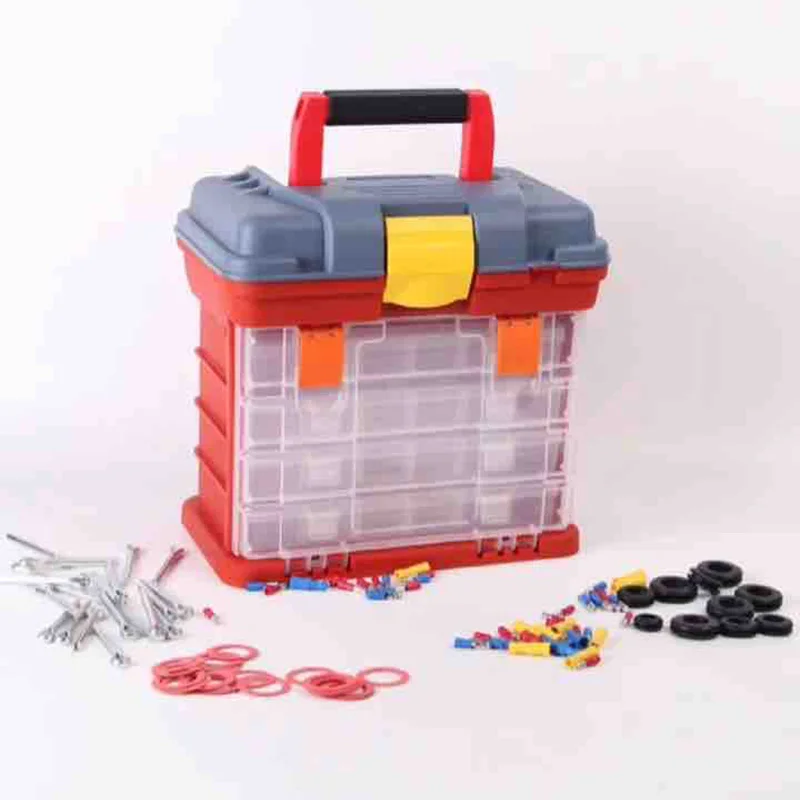 Portable Hardware Storage Box 4-layer Parts Plastic Tool Box Outdoor Toolbox for Repair Fishing Accessories Tool Case