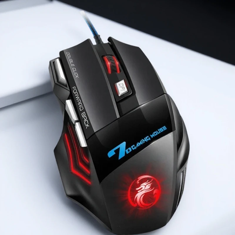 Ergonomic Gaming Mouse Wired USB 5500 DPI LED Backlight 7 Buttons for PC and Laptop Gamer Accessories