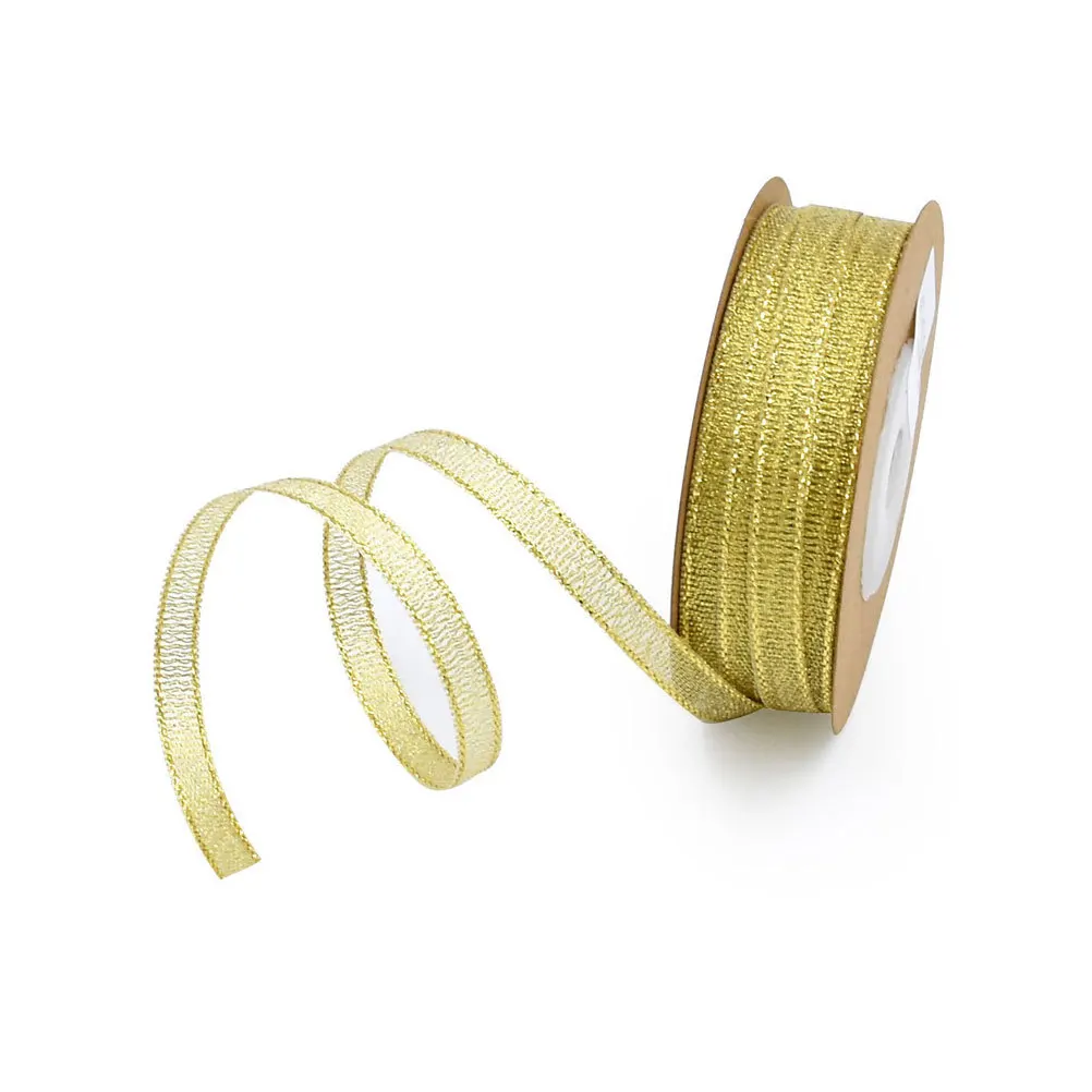 

5 Roll Glitter Polyester Ribbed Gift Ribbon DIY Craft Tape for Party Packaging Flower Wrapping Bow Knot Supplies
