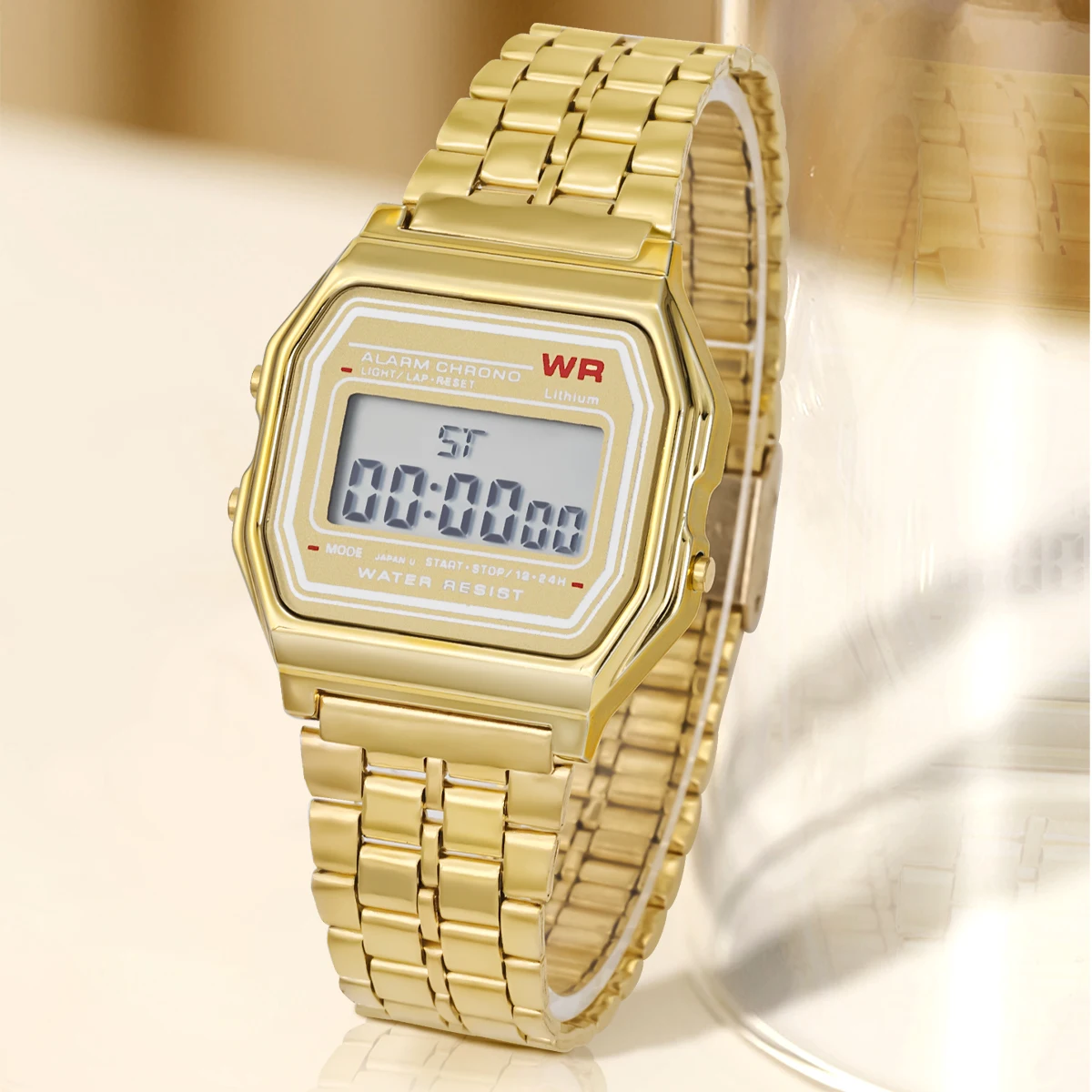 Youth Student Classic Square Watch LED Harajuku Style Electronic Watch Multi functional Steel Band Electronic Watch