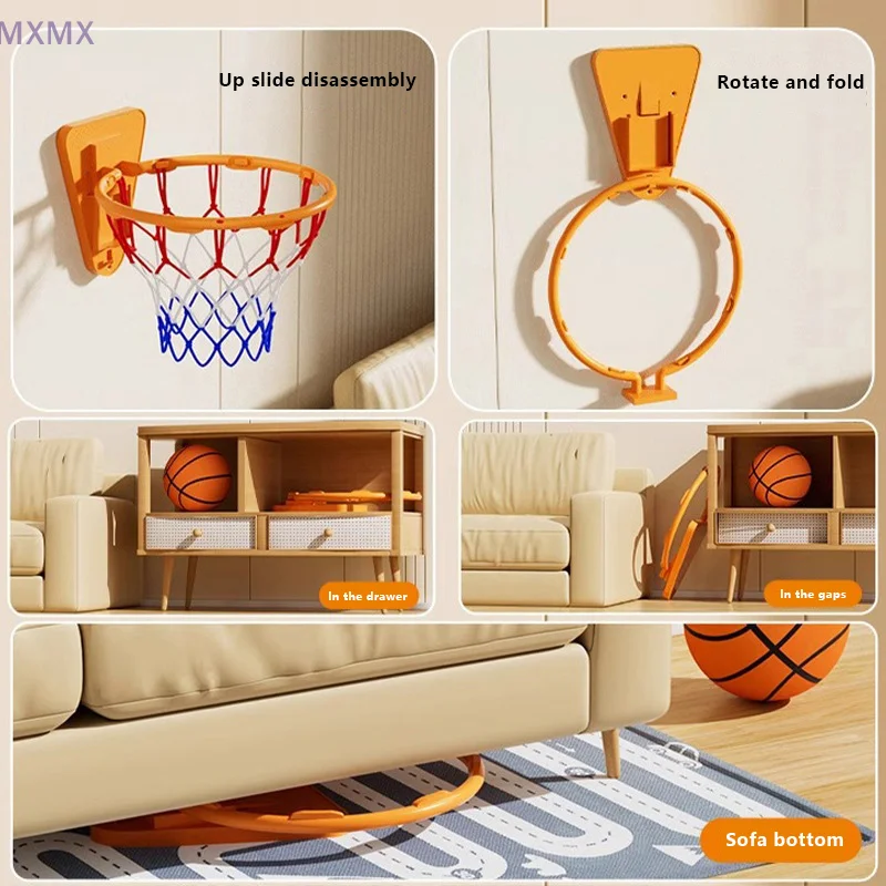 30/34cm Mini Basketball Hoop Set For Kids Wall Hanging Basketball Frame Backboard Indoor Safety Funny Game Ball Stand