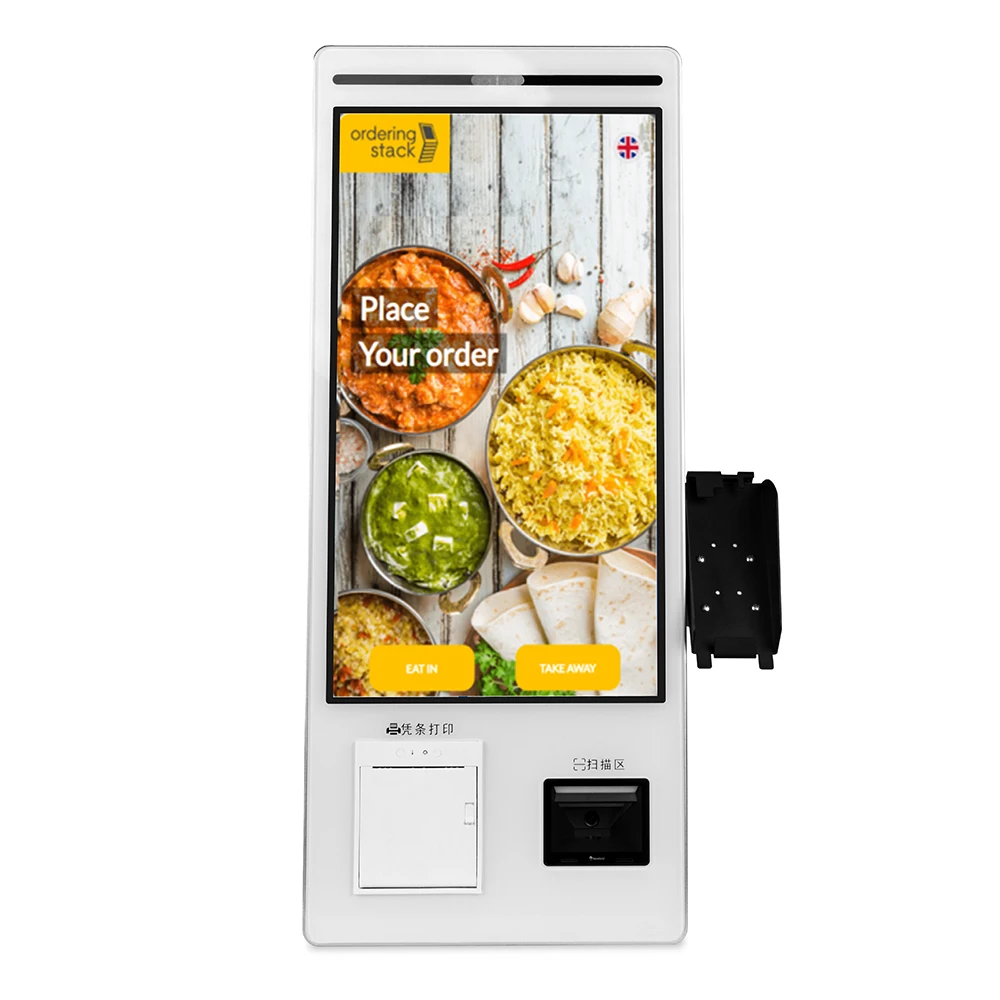 طباعة الخروج كشك الطلب الذاتي 21.5 بوصة الحائط آلة طلب المطاعم الخدمة الذاتية الخدمة الذاتية