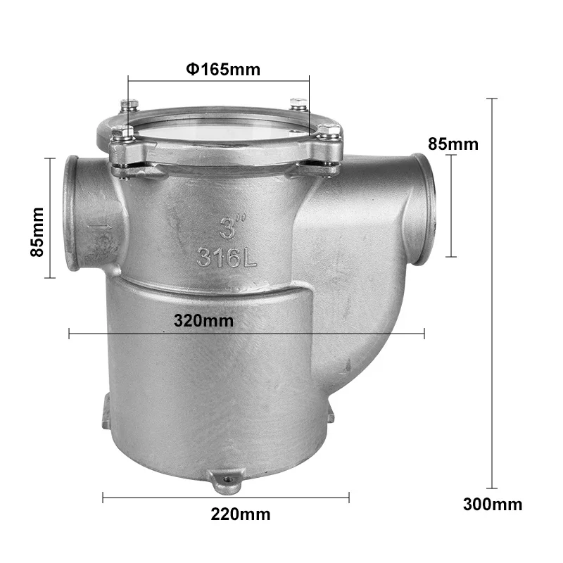 Colador de agua de mar de acero inoxidable 316 completo, cesta de 1 "/2"/3 ", filtro de agua de mar