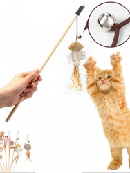 1Pcs Funny Cat Stick Teaser Feather Toy Kitten Rod with Mini Bell Cat Toys Wood Wand Pet Cat Dog Interactive Stick Pet Supplies