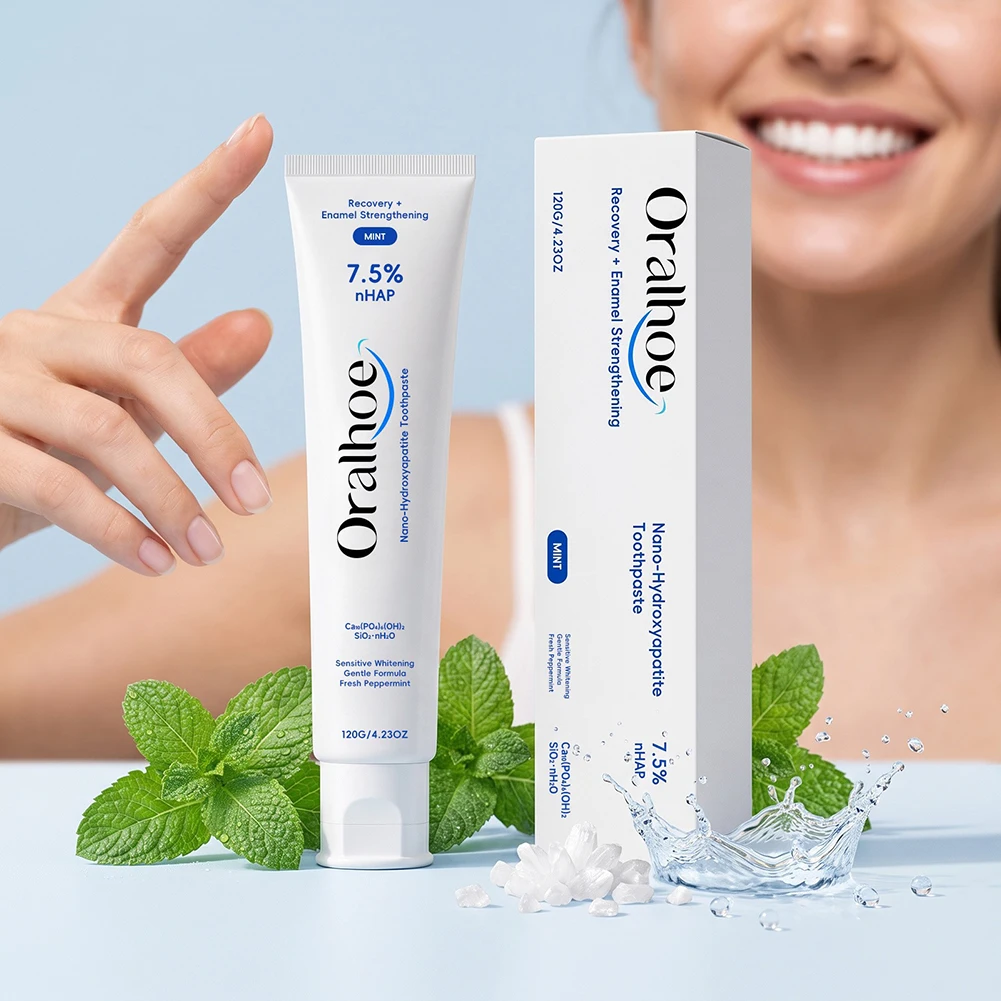 Nano-Hydroxyapatite Toothpaste 7.5% Nhap Fluoride-Free Whitening Powerful Stain Removal Fresh-Mint Scented For Sensitivity Care