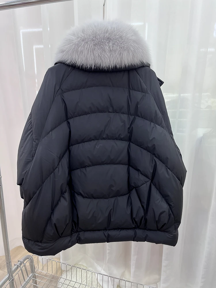 2023 Fashion Winter 90% Goose Down Jacket Puffer Jacket Real Fox Fur Collar Thick Women Warm Coat Luxury Outwear Female