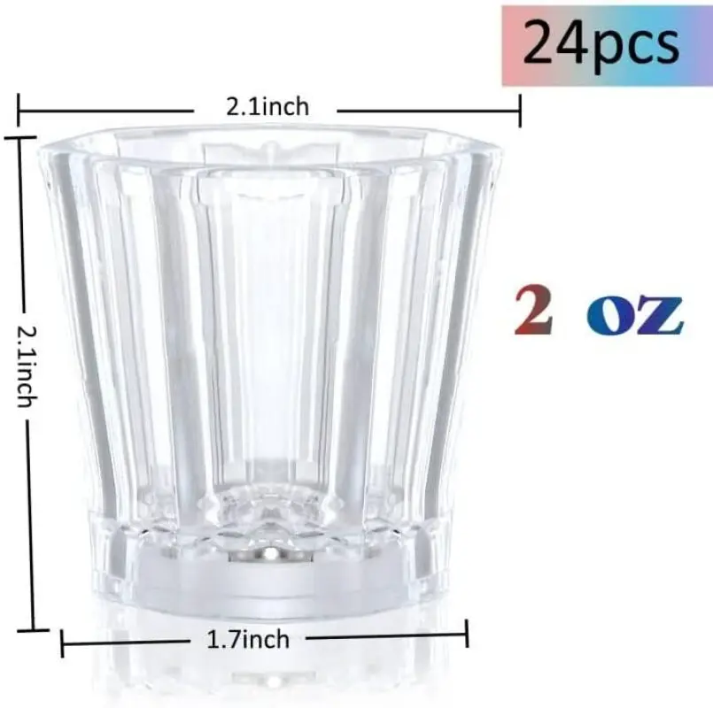 Light Up Shot Glasses Set of 24 Party 60ML,Favors Adults Shot Cups for Party LED Flash Light Up Drinking Glasses Glow