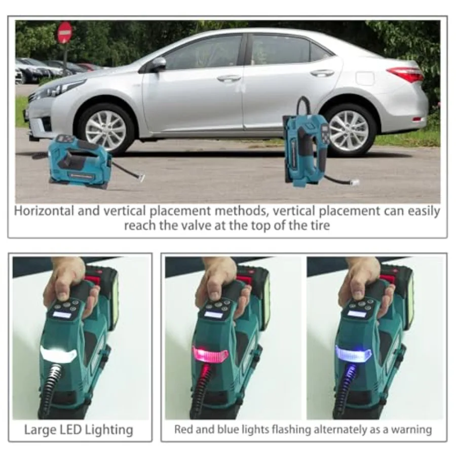 منفاخ الإطارات ضاغط الهواء المحمول مع مجموعة خراطيش الإطارات BlueNB 4A للتضخم السريع والفعال في حالات الطوارئ #4
