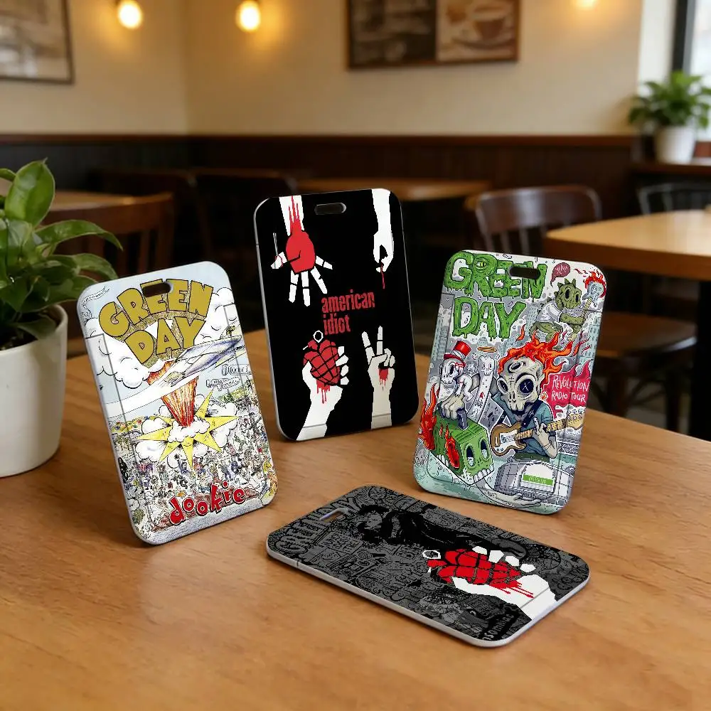 Rock Band G-Green Day  Portable neck strap with card holder, suitable for photo cards and transit cards, lightweight card holder