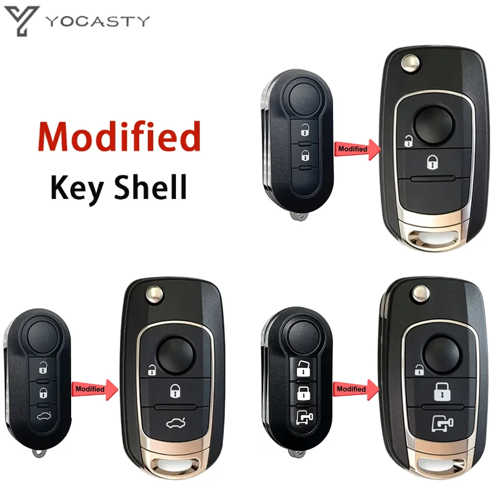 YOCASTY Folding Flip Remote Key Shell Case Smart Car Key Housing For Fiat Toro 500X 500 Punto Tipo Egea For Dodge Neon Key