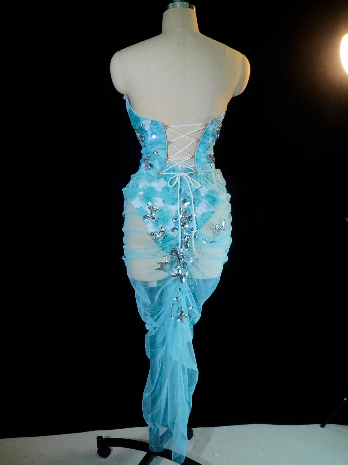 صفارة الإنذار فراشة الترتر تنورة علوية مجموعة النساء الثنائي لهجة المنشور الوردي منتصف الليل البط البري ملهى زي عيد ميلاد نادي المغني المرحلة ارتداء ​