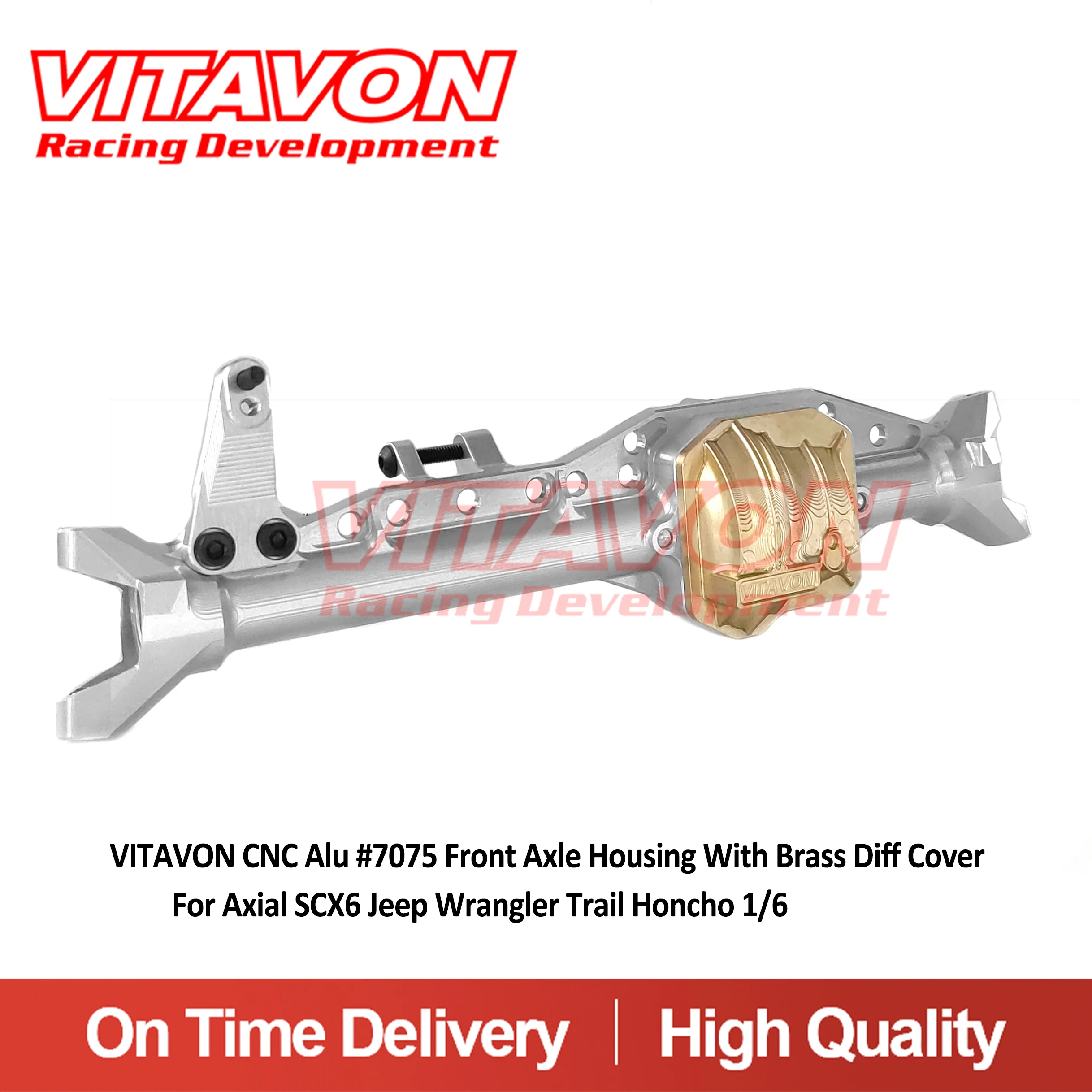 VITAVON CNC Alu #7075 Front Axle Housing with Brass Diff Cover for Axial SCX6 Jeep Wrangler Trail Honcho 1/6