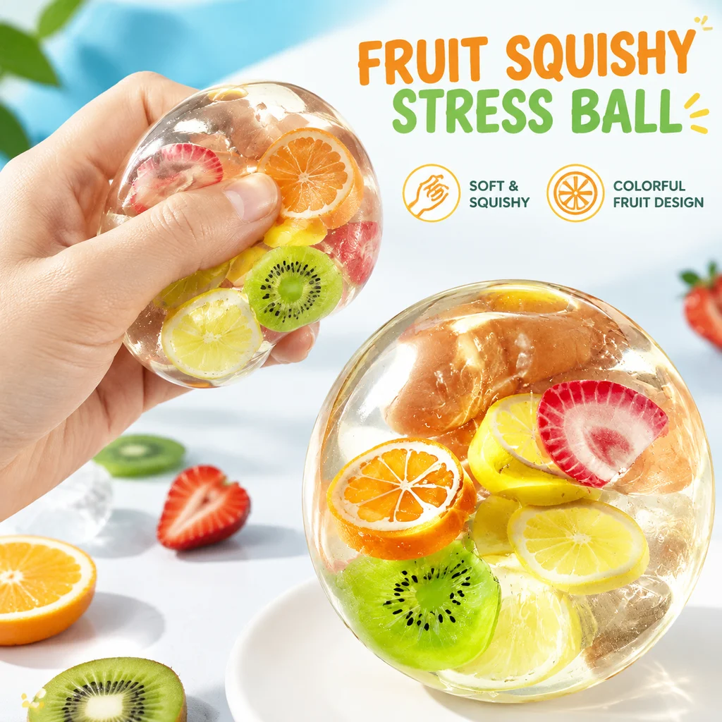 Squishy Coconut Fruit Ball Translucent Stress Relief Toy Moldable No Rebound Fidget Decompression Gift for Kids Adults