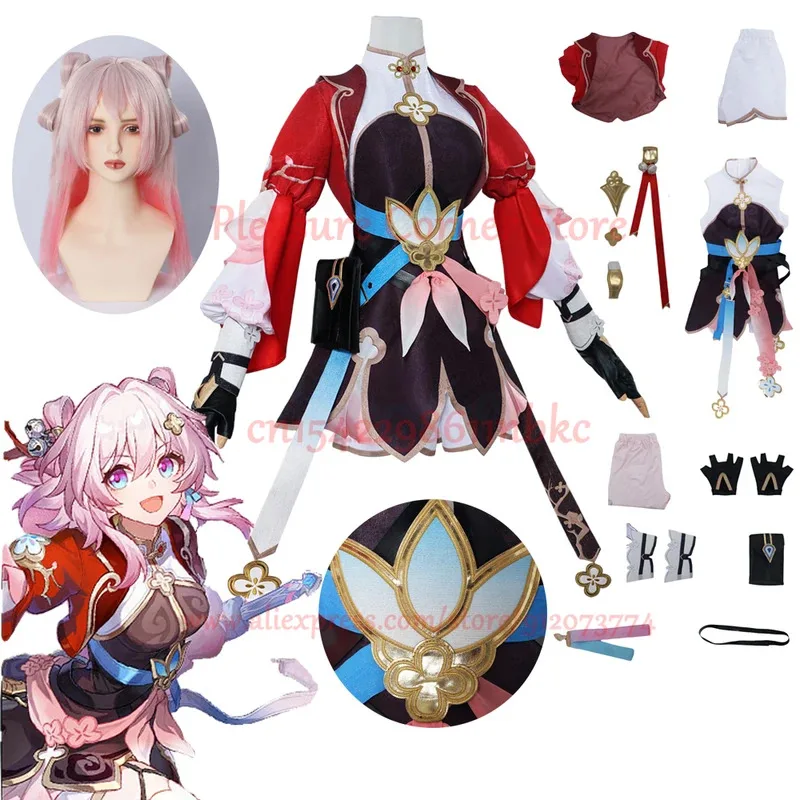 

Honkai Star Rail March 7th New Skin Xian Zhou March 7th Cosplay Dress Outfit Uniform Full Set Wig Shoes Props MARHC 7TH COSPLAY