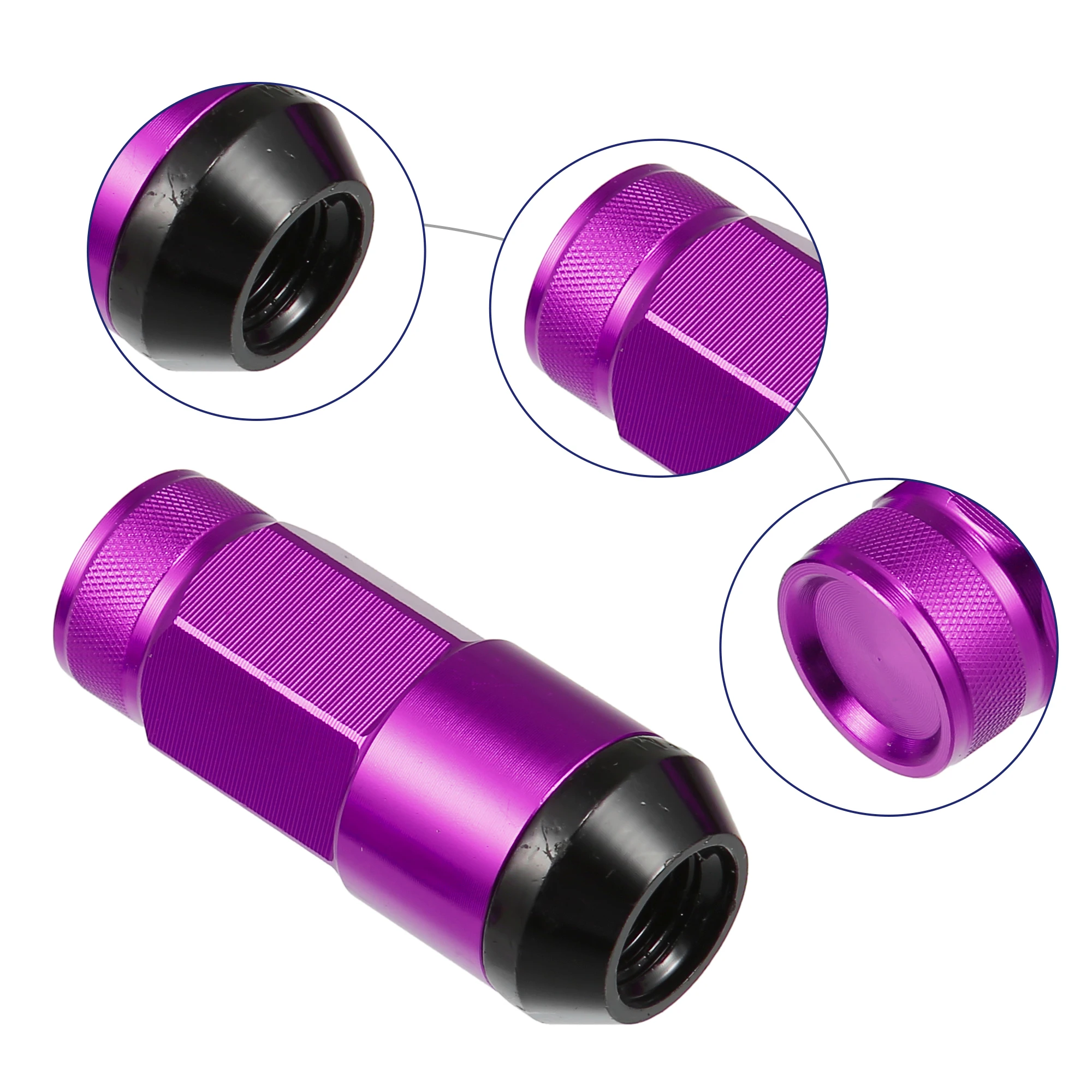 UXCELL 1 Set M12x1.5 Car Wheel Heptagon Lug Nut 54mm Screws with Socket Key Purple