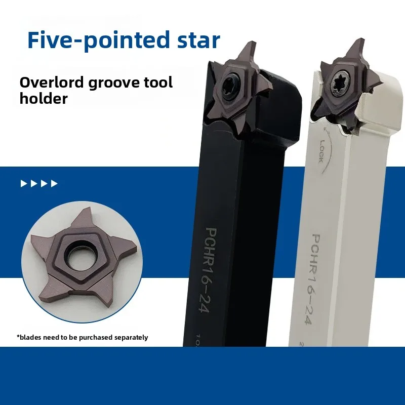 PCHR Star Warrior External Grooving Tool Holder with Spring Steel Cut-Off Tool, Compatible with PENTA24N
