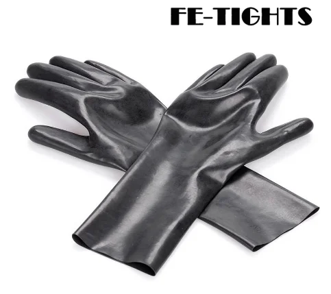 Black Unisex Latex Rubber Gloves Unisex Short Mittens Wrist Gloves Men\'s Fetish Costume Female Gloves