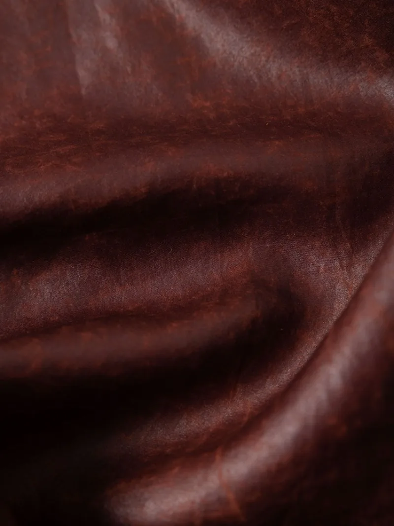 Red Classic Oil Leather Old Material 100% Natural Mulberry Silk Red Cloud Yarn Retro Casual Wide Leg Pants