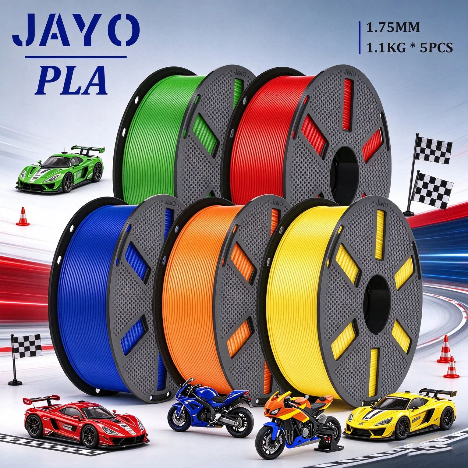 JAYO PLA 3D-Drucker-Filament, 1,75 mm, 1,1 kg/Rolle, 3D-Druckmaterial, gemischte Farben, PLA-Kunststoff für 3D-Drucker, kostenloser Versand. ﻿
