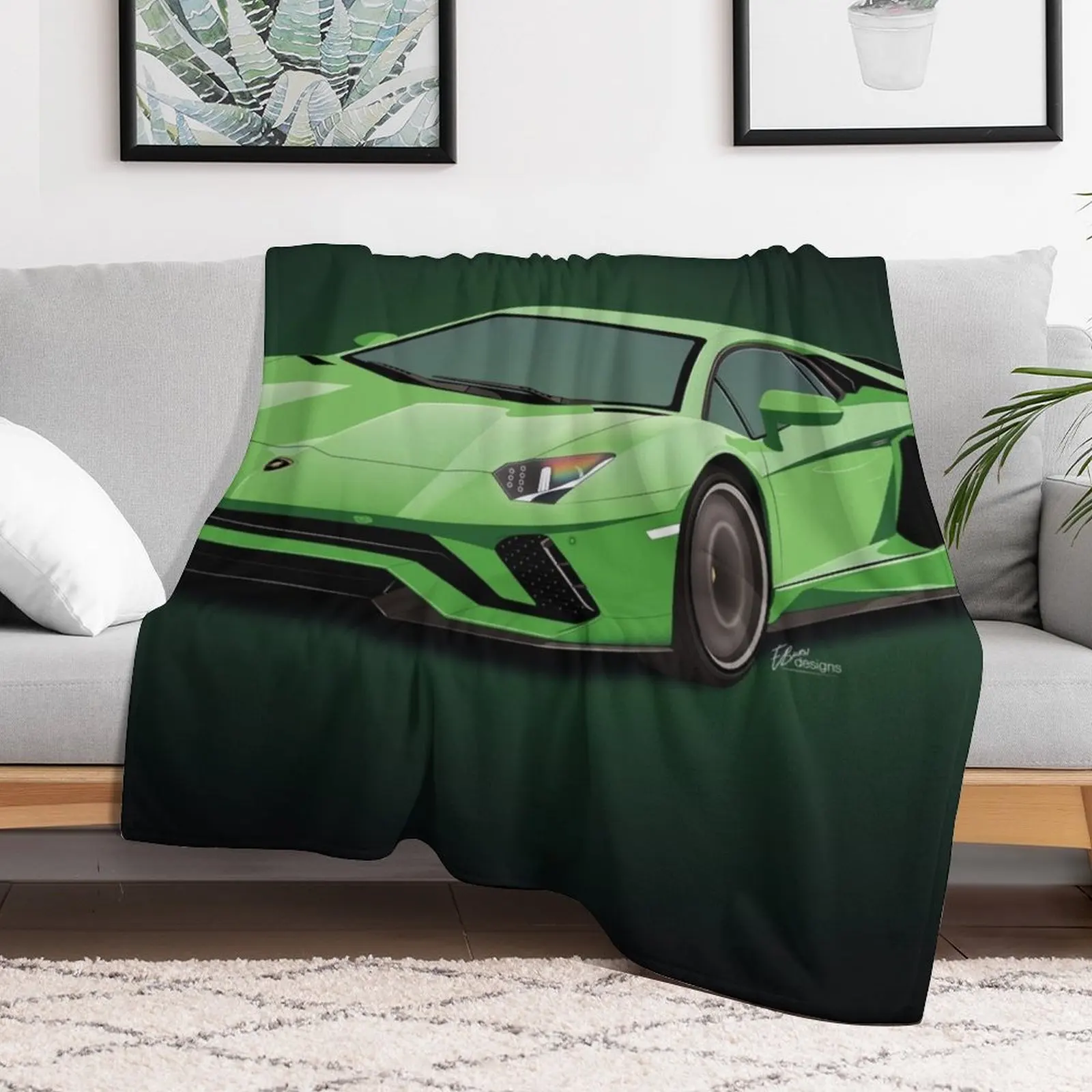 Lime Lambo Throw Blanket Sofa Quilt Thermals For Travel Personalized Gift Blankets