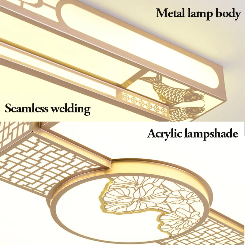 Imagem -06 - Estilo Chinês Clássico Conduziu a Lâmpada do Teto Sala de Jantar Quarto Foyer Teahouse Metal Mais Acrílico Iluminação Interior Decoração para Casa